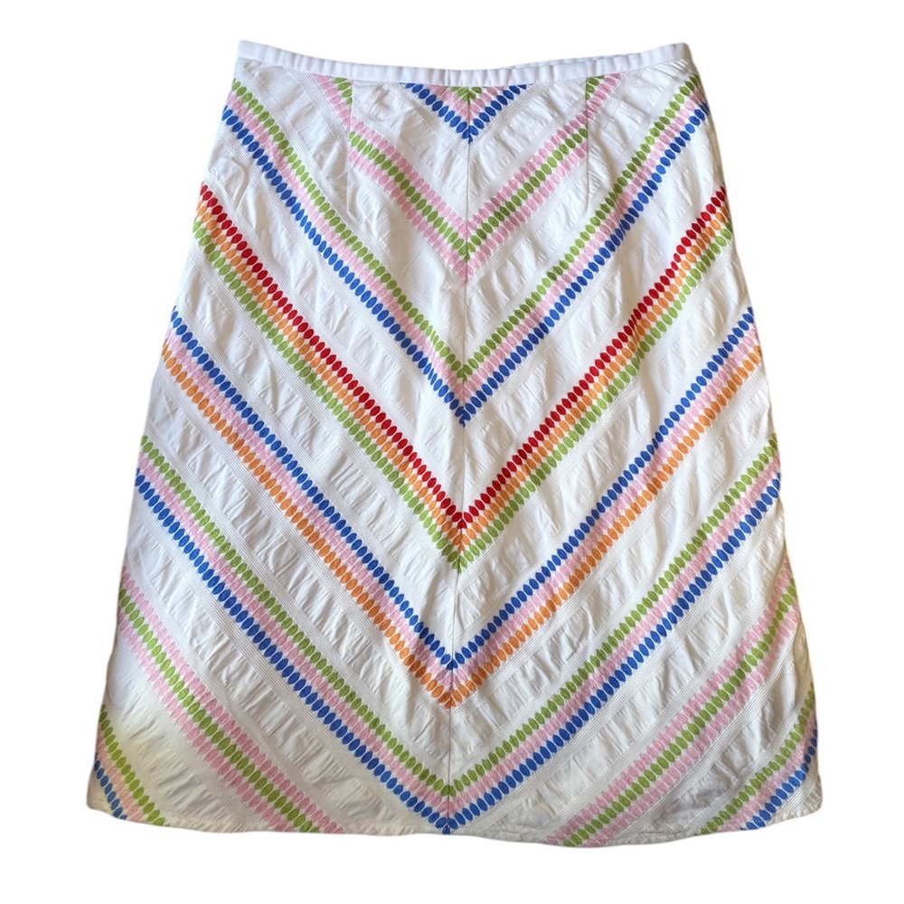 Talbots Petite Rainbow Chevron Embroidered A-Line Skirt | Eclectic Boho Retro - Picture 2 of 13